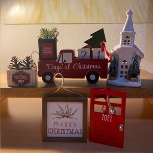 Christmas Decor Bundle - Countdown Blocks, Ceramic Musical Church, Ornaments